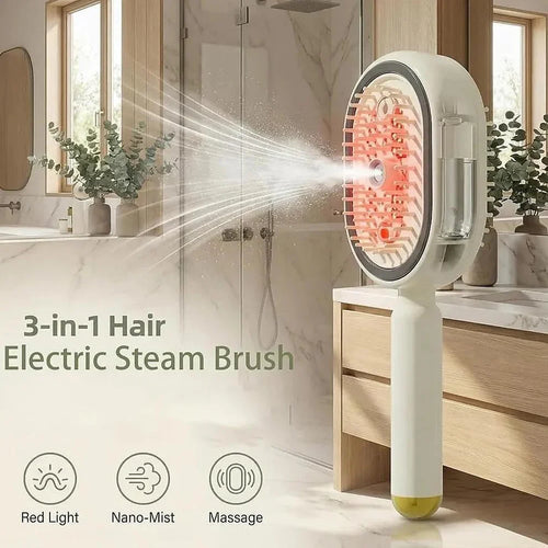 Rechargeable Hair Straightener Brush with Detangling Comb